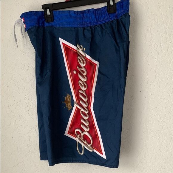 Budweiser Athletic Shorts Blue and Red with Iconic Logo Size 32 - Picture 1 of 9